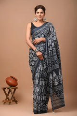 Hand Block Printed Cotton Mulmul Saree | Soft & Lightweight