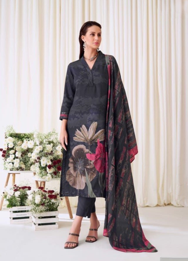 Blotched Floral Pashmina Salwar Suit