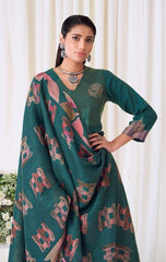 Blotched Floral Pashmina Salwar Suit