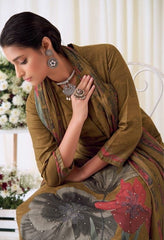 Blotched Floral Pashmina Salwar Suit