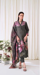 Blotched Floral Pashmina Salwar Suit